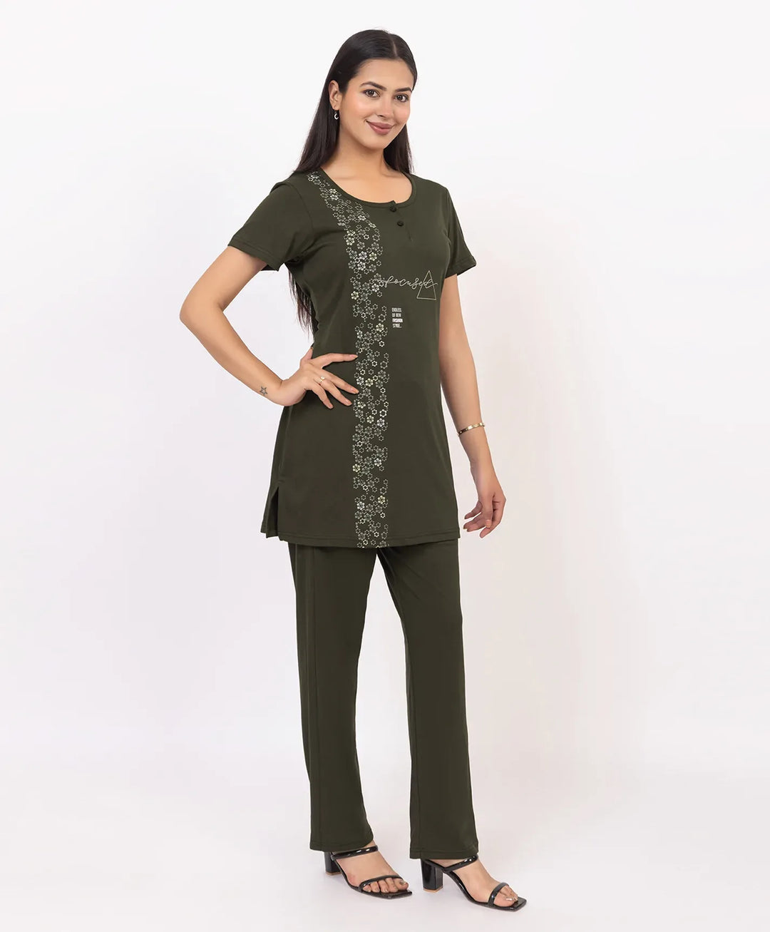 Elegant Mid-Length Night Suit