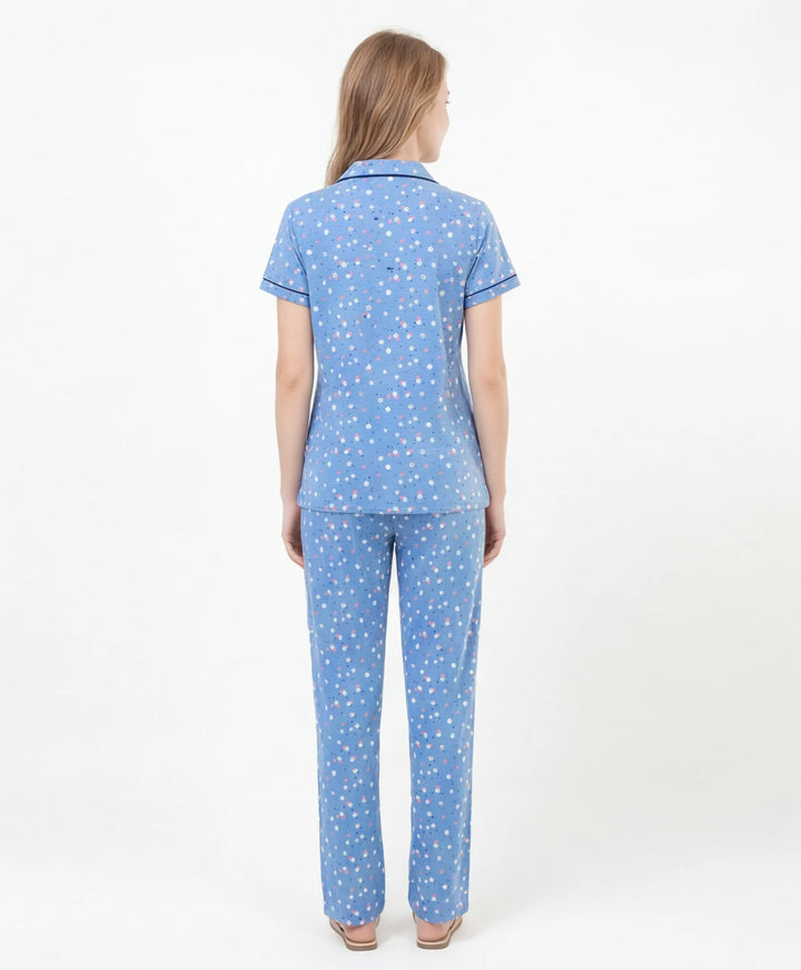 Collared Front Open Nightwear Set