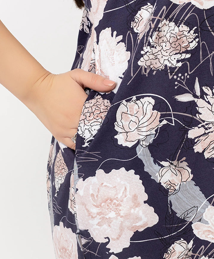 Floral Print Short Sleeve Tunic Kurti