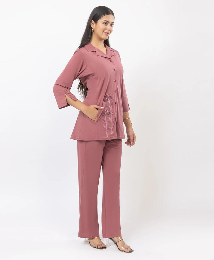 Premium Embroidered Collared Co-Ord Set