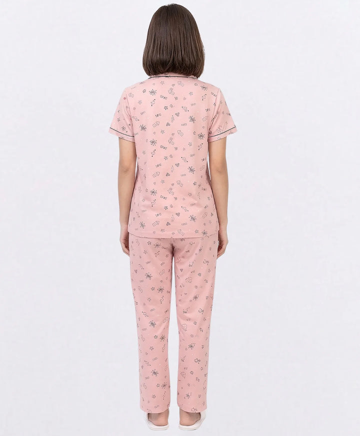 Collared Front Open Nightwear Set