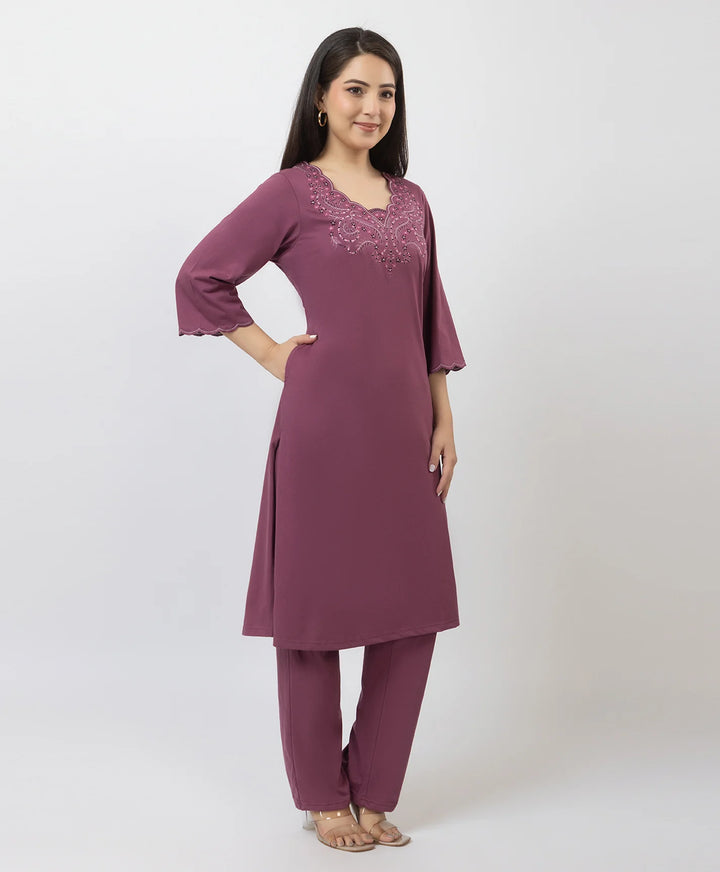 Straight-Cut Embroidered Kurta with Pants