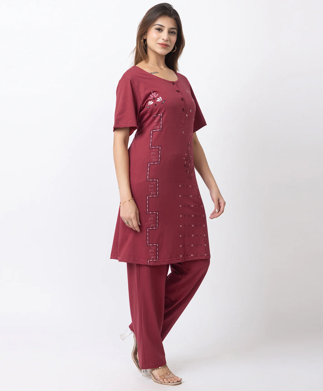 Plus Size Printed Kurta with Matching Pants