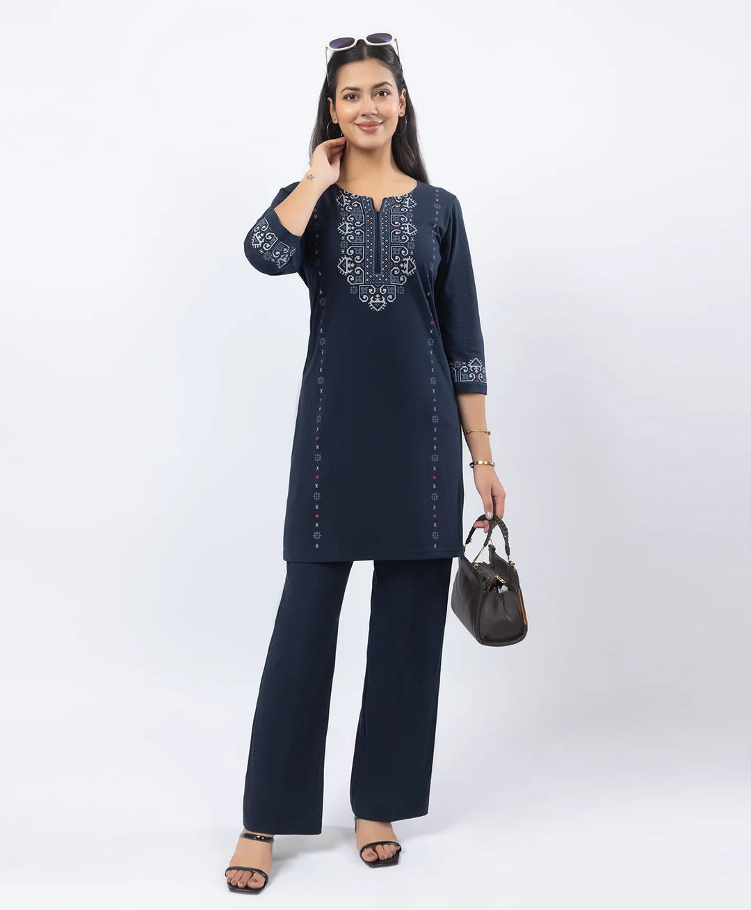 Embroidered-Style Printed Kurta Set