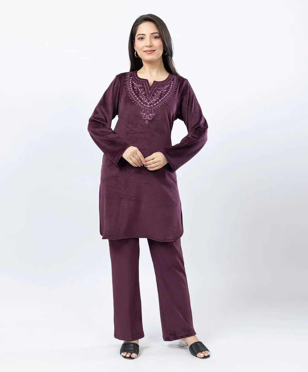 Full-Sleeves Kurta and Straight Fit Lower Set with Round Neck