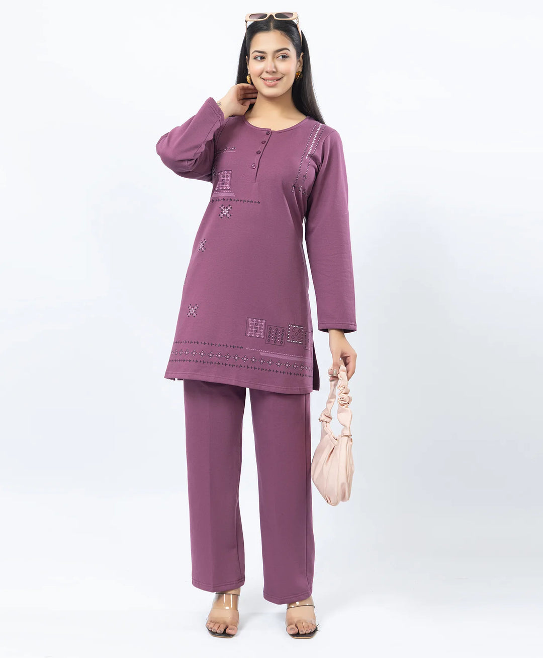 Full Sleeve Open Placket Kurta with Straight Fit Pants