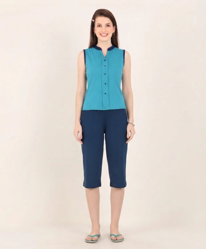 Relaxed Fit Sleeveless Capri Set