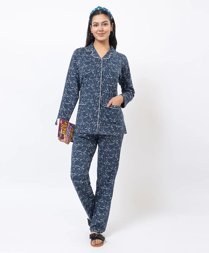 Premium Notched Collar Night Suit