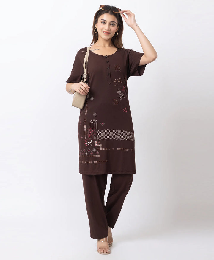 Plus Size Printed Kurta with Matching Pants