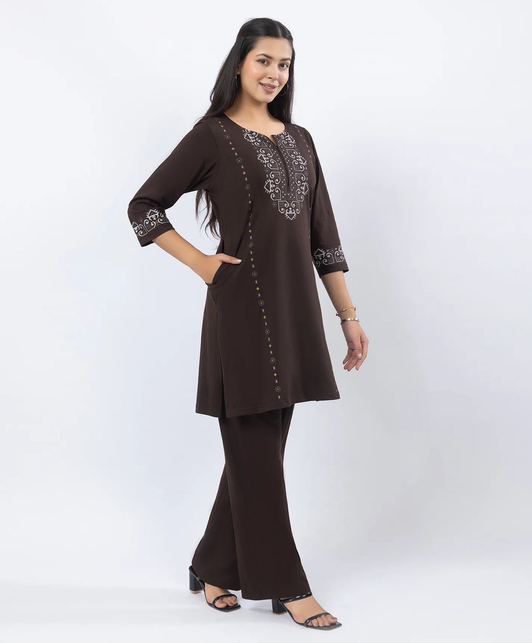 Embroidered-Style Printed Kurta Set