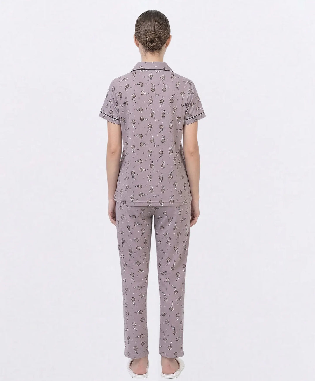 Collared Front Open Nightwear Set