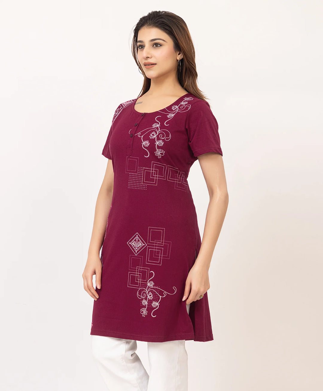 Abstract Botanical Long Top