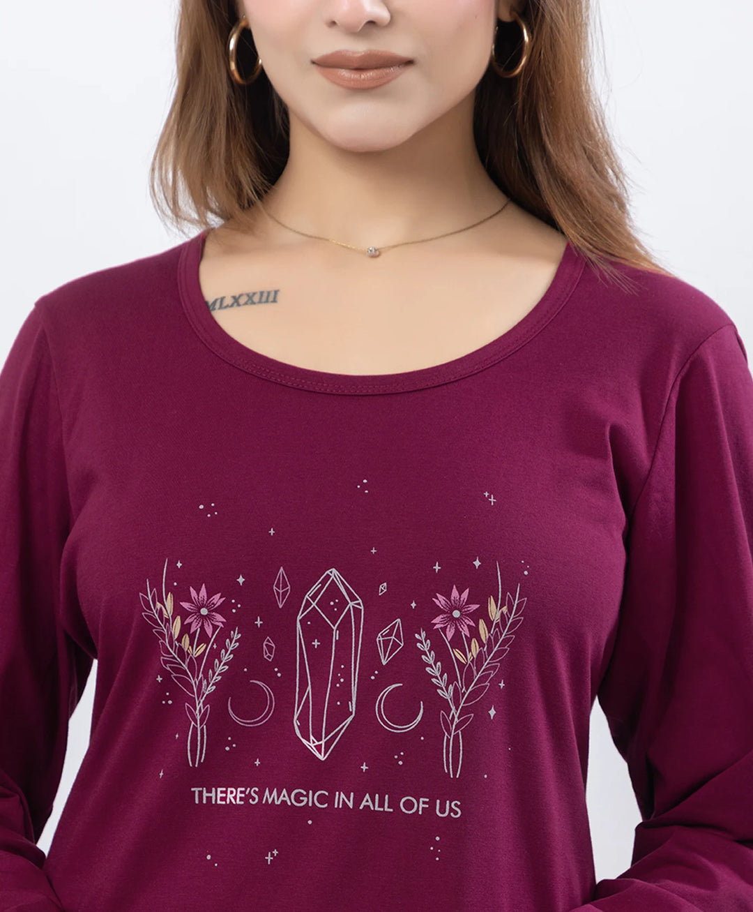 Classic Comfort Fit Printed Full-Sleeve Night Suit
