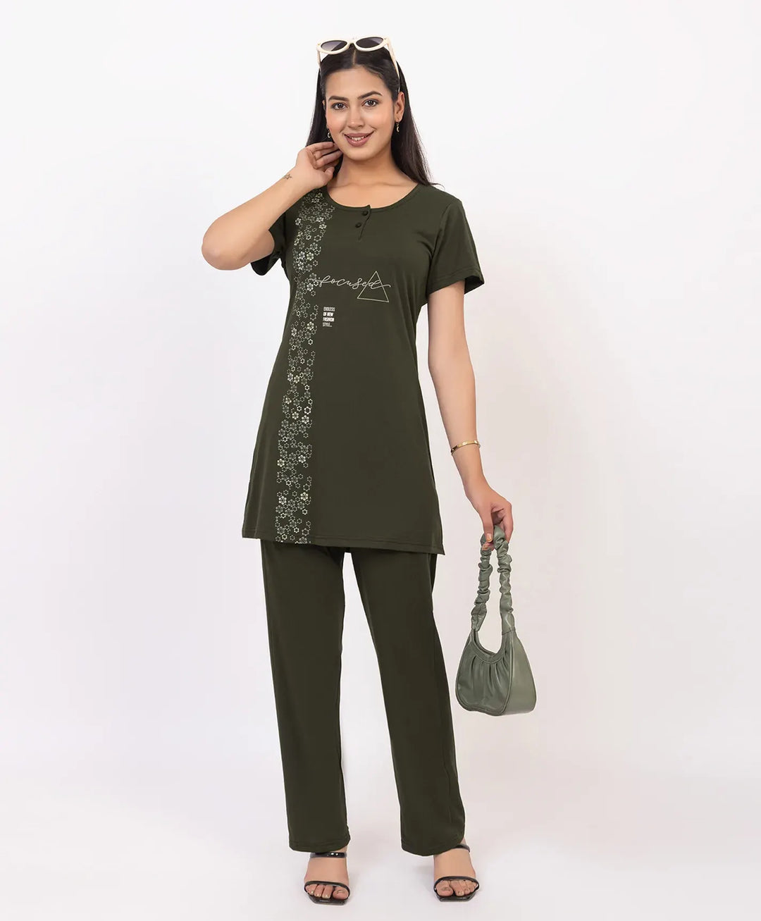 Elegant Mid-Length Night Suit