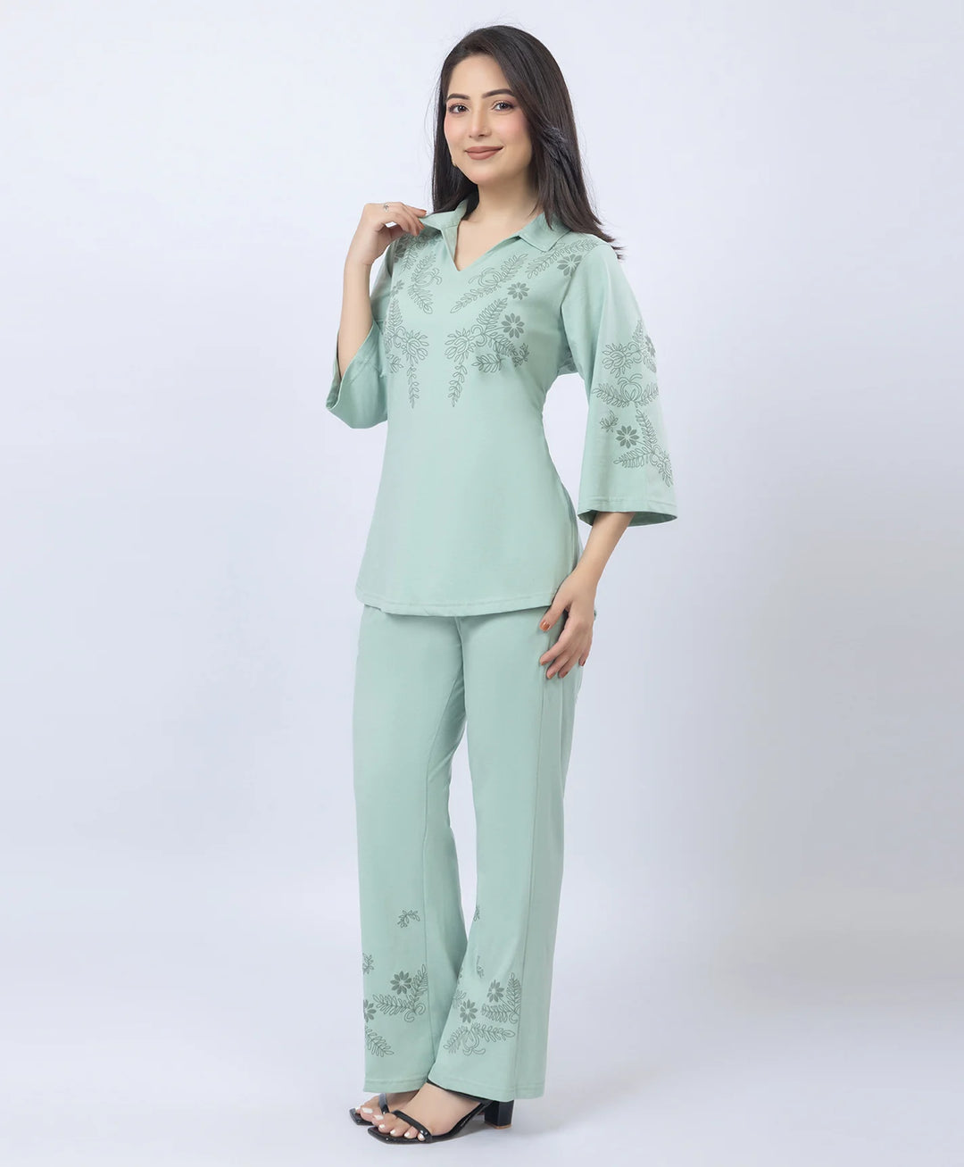 Premium V-Neck Printed Co-Ord Set
