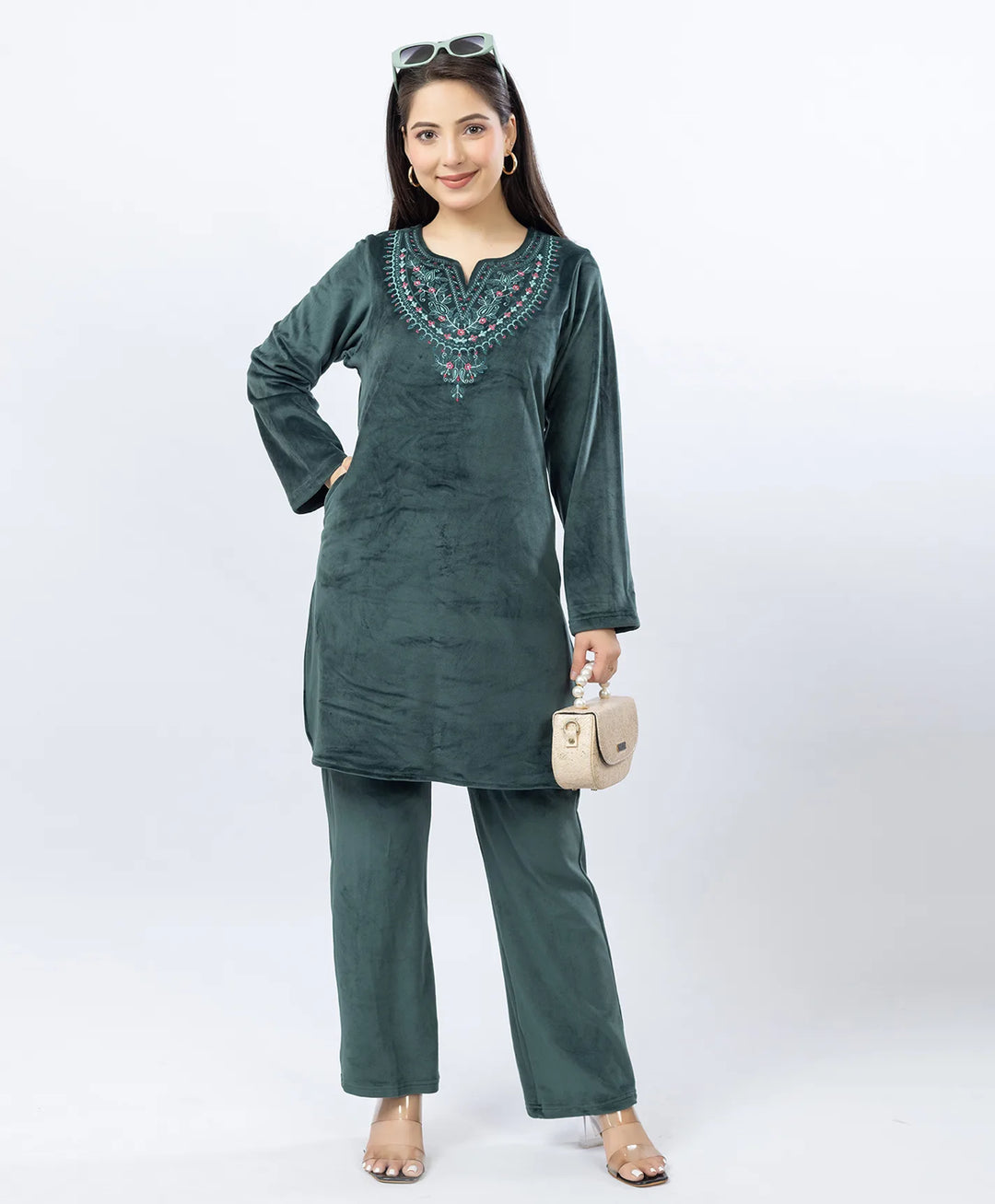 Full-Sleeves Kurta and Straight Fit Lower Set with Round Neck
