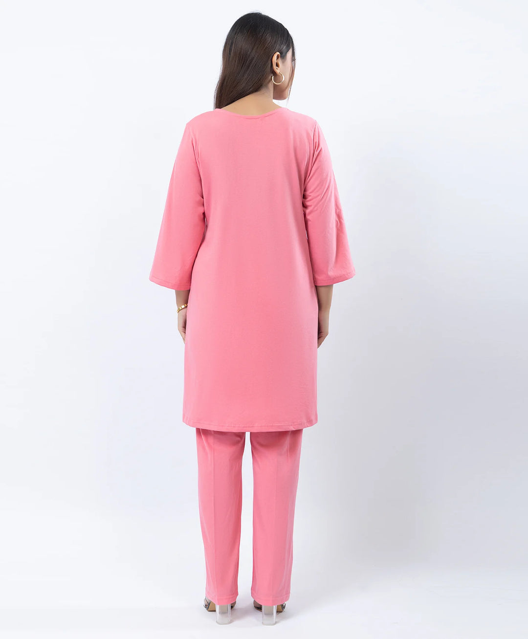 Premium Round Neck Border Printed Kurta Set with Straight-Fit Pants