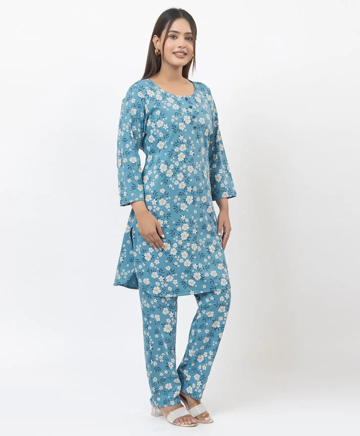 Round Neck All Over Floral Print Kurta Pant Set