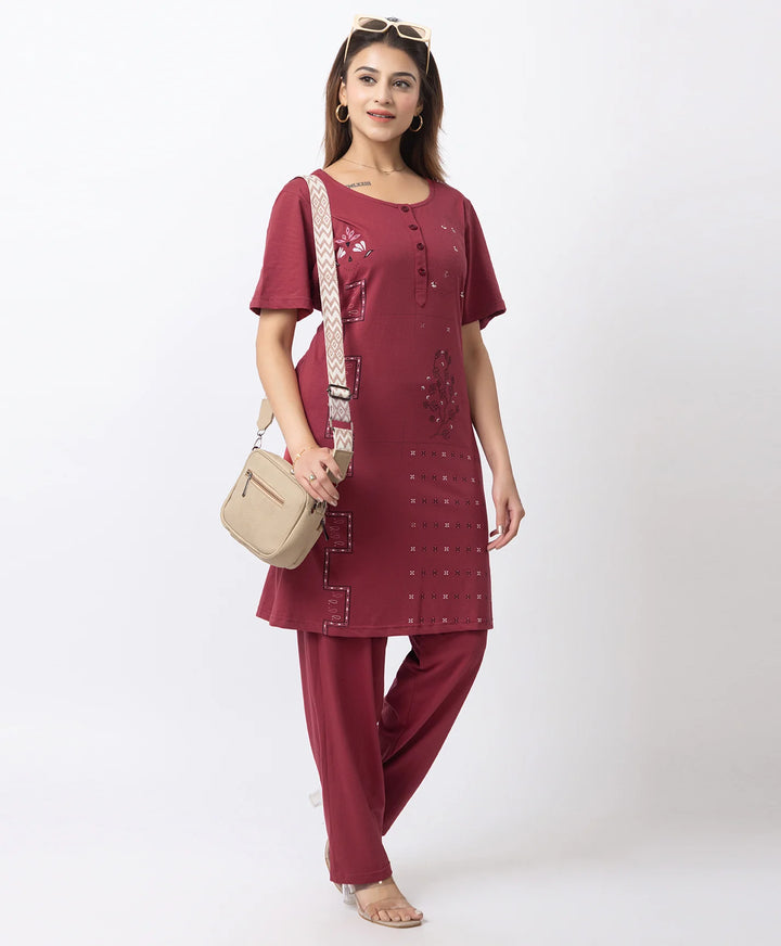 Plus Size Printed Kurta with Matching Pants
