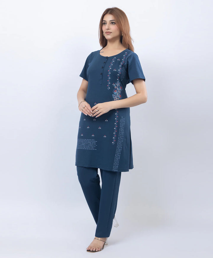 Premium Floral Detail Embroidered Printed Kurta Set
