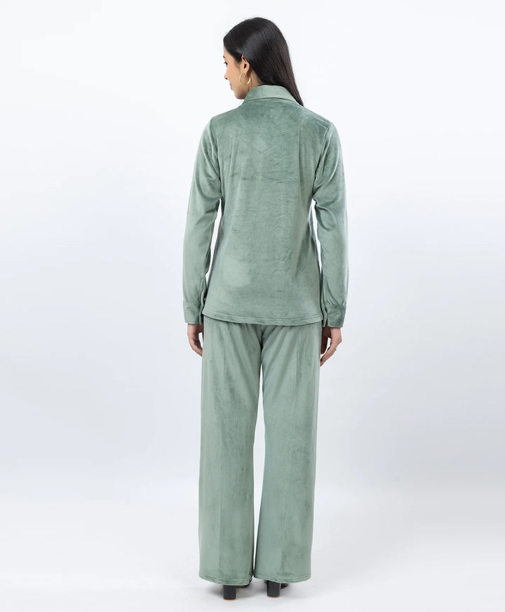 Premium Full Sleeve Casual Collar Button-Down Top and Straight Lower Co-ord Set