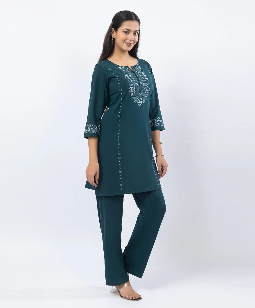 Embroidered-Style Printed Kurta Set