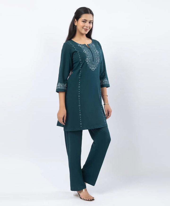 Embroidered-Style Printed Kurta Set