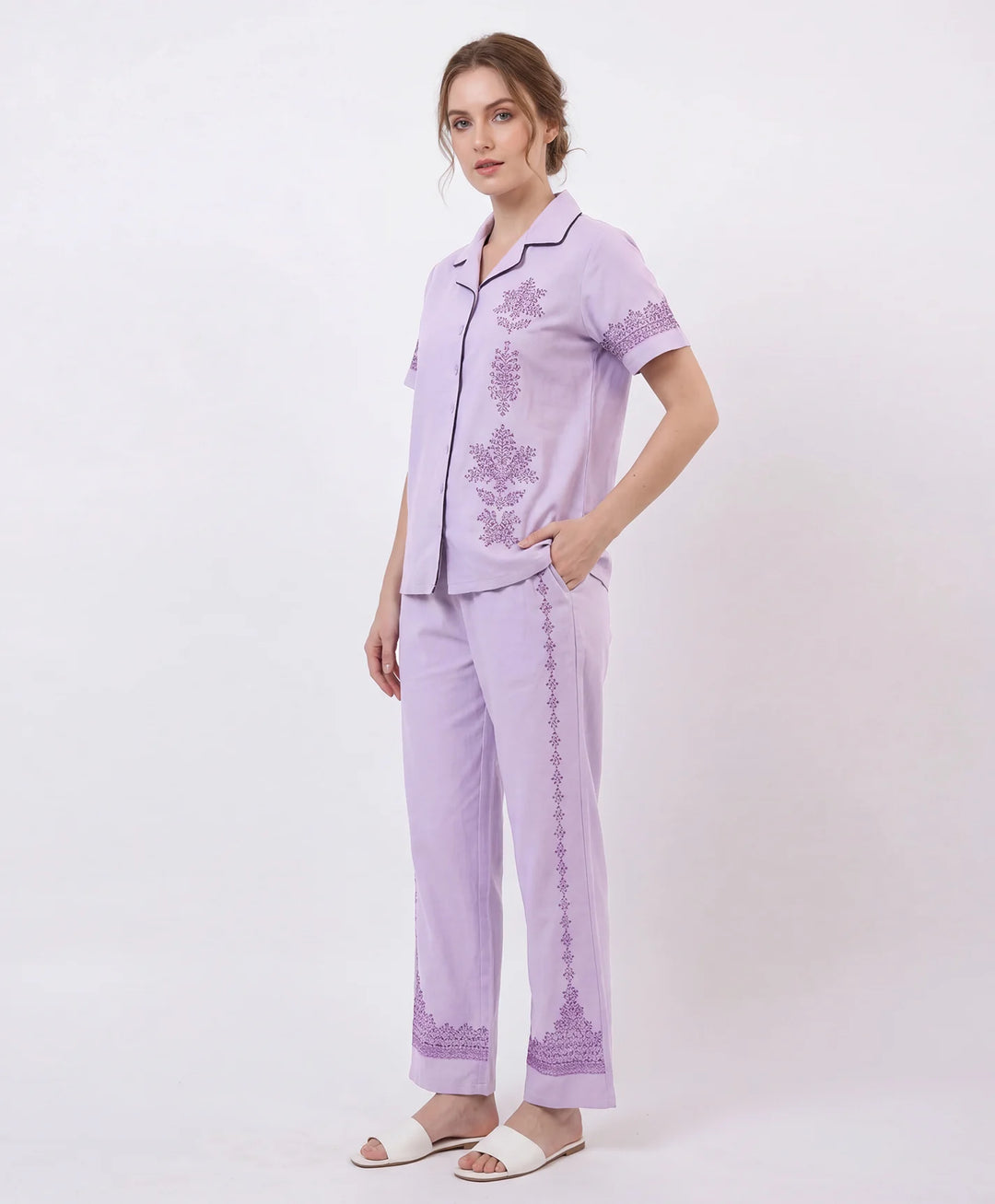 Soft Touch Front Open Night Suit