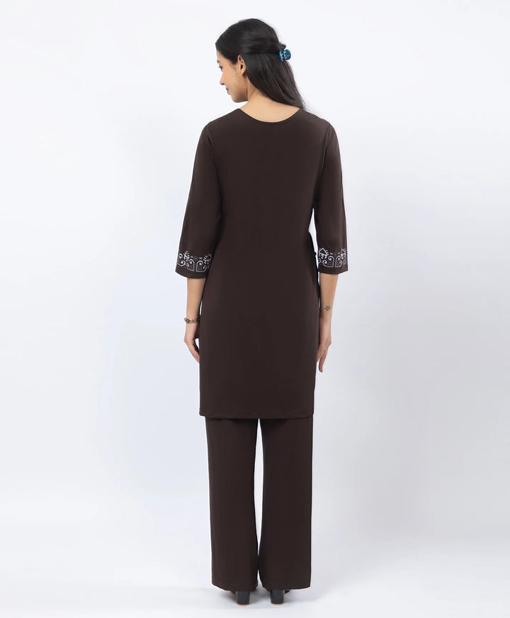 Embroidered-Style Printed Kurta Set