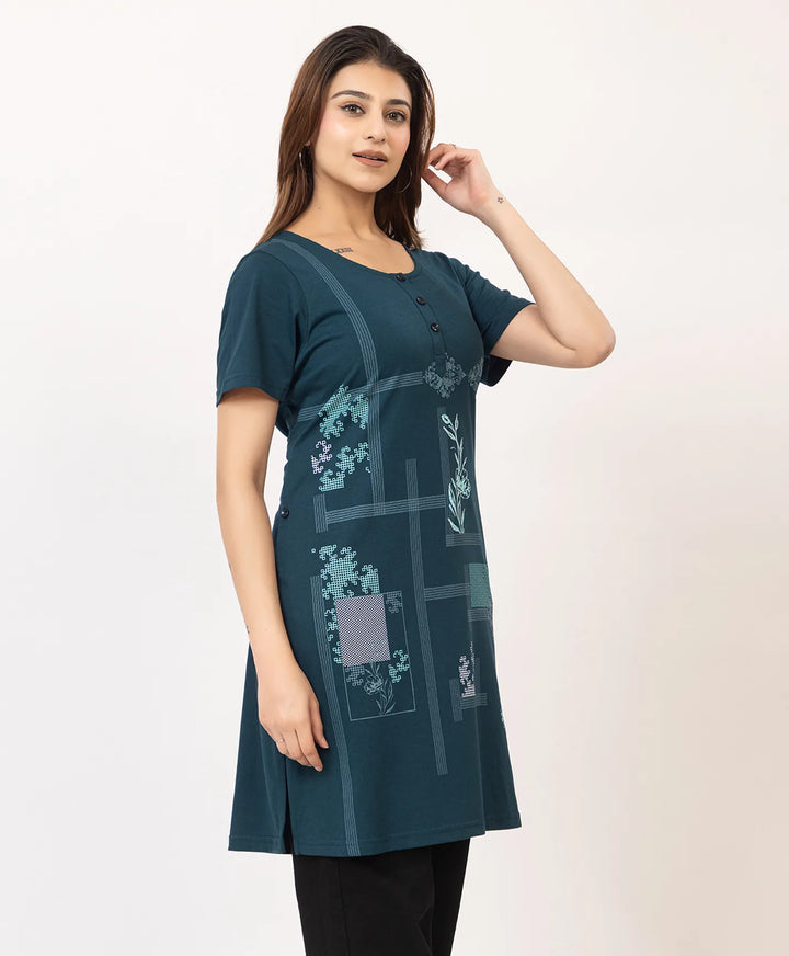 Abstract Botanical Long Top