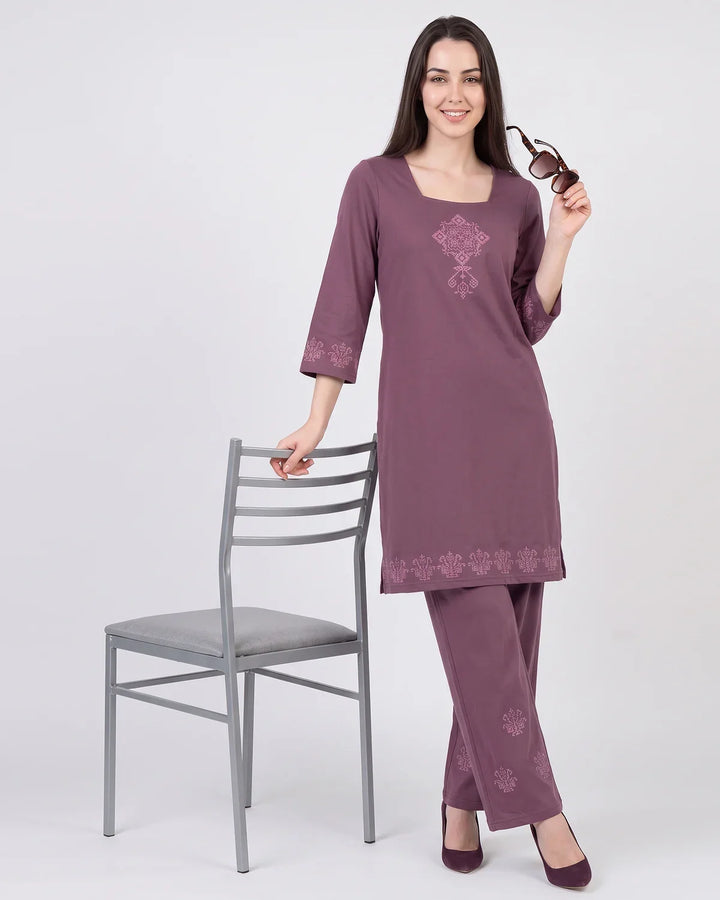 Soft Geometric Long Kurta Set