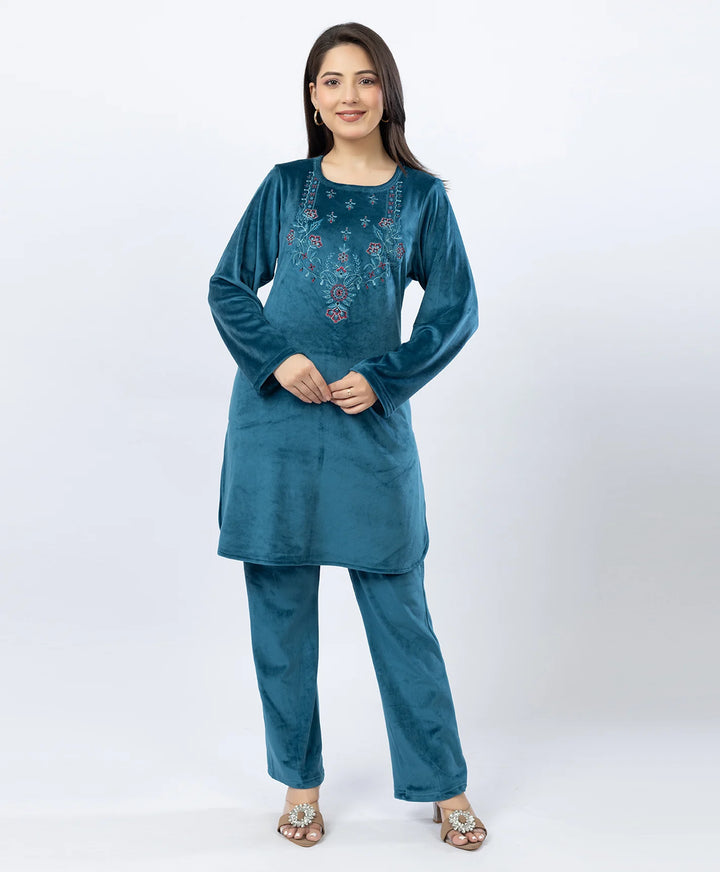 Full-Sleeves Kurta and Straight Fit Lower Set with Round Neck