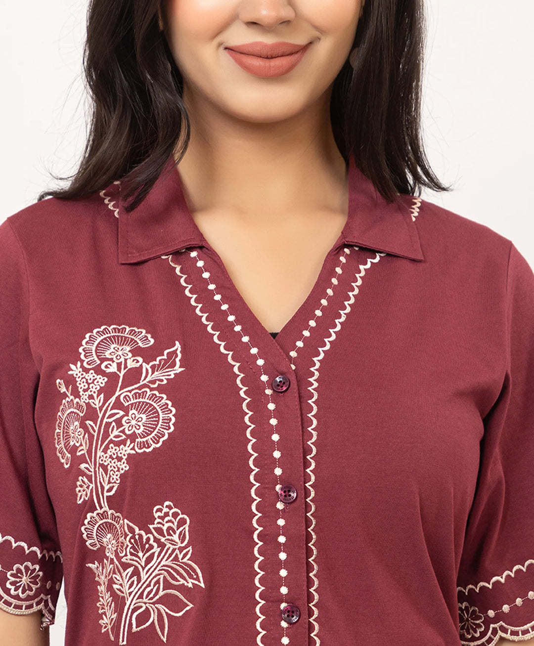 Elegant Embroidered Front-Open Co-Ord Set