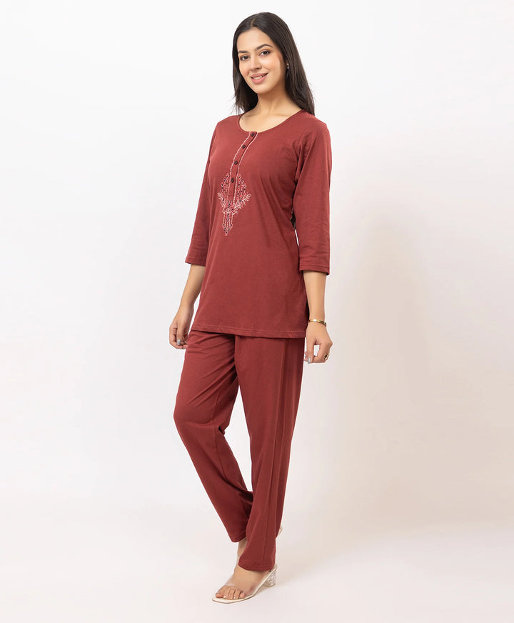 Embroidered Cotton Kurta Lower Set
