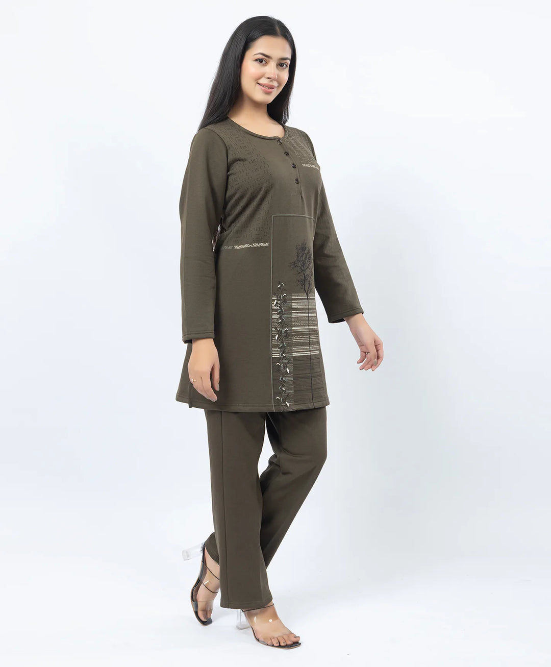 Full Sleeve Open Placket Kurta with Straight Fit Pants