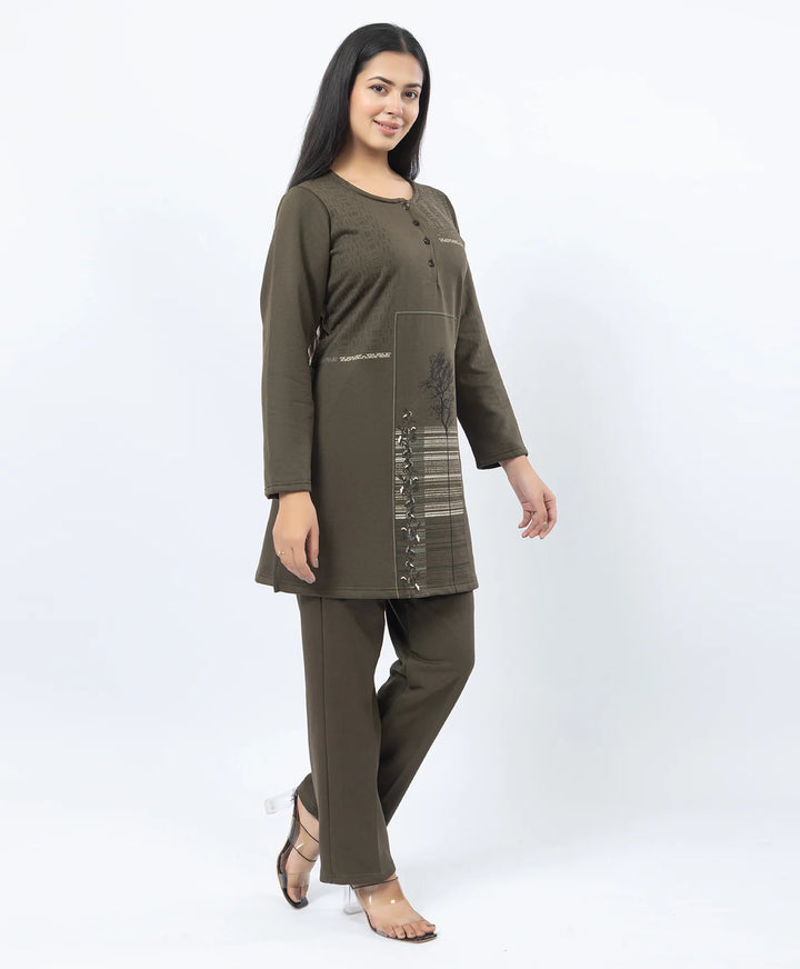 Full Sleeve Open Placket Kurta with Straight Fit Pants