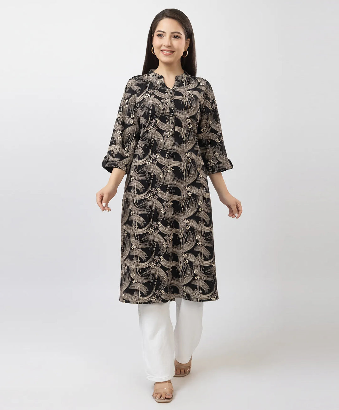 Elegant Printed Straight Fit Long Kurti