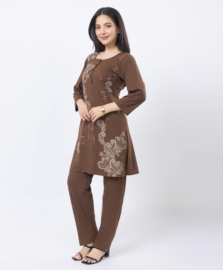 Contemporary Printed Kurta Set with Straight Pants