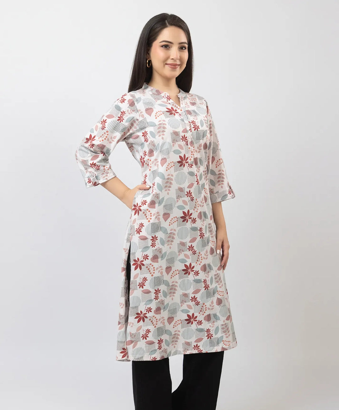 Elegant Printed Straight Fit Long Kurti
