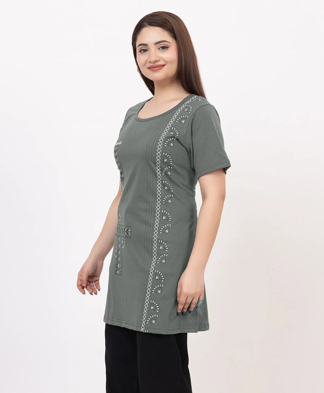 Casual Grace Printed Long Top