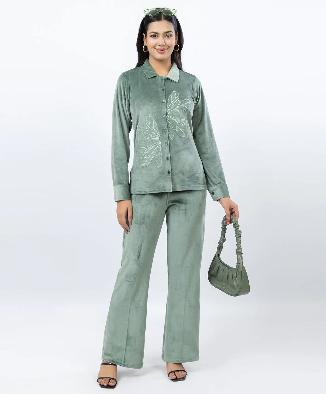 Premium Full Sleeve Casual Collar Button-Down Top and Straight Lower Co-ord Set