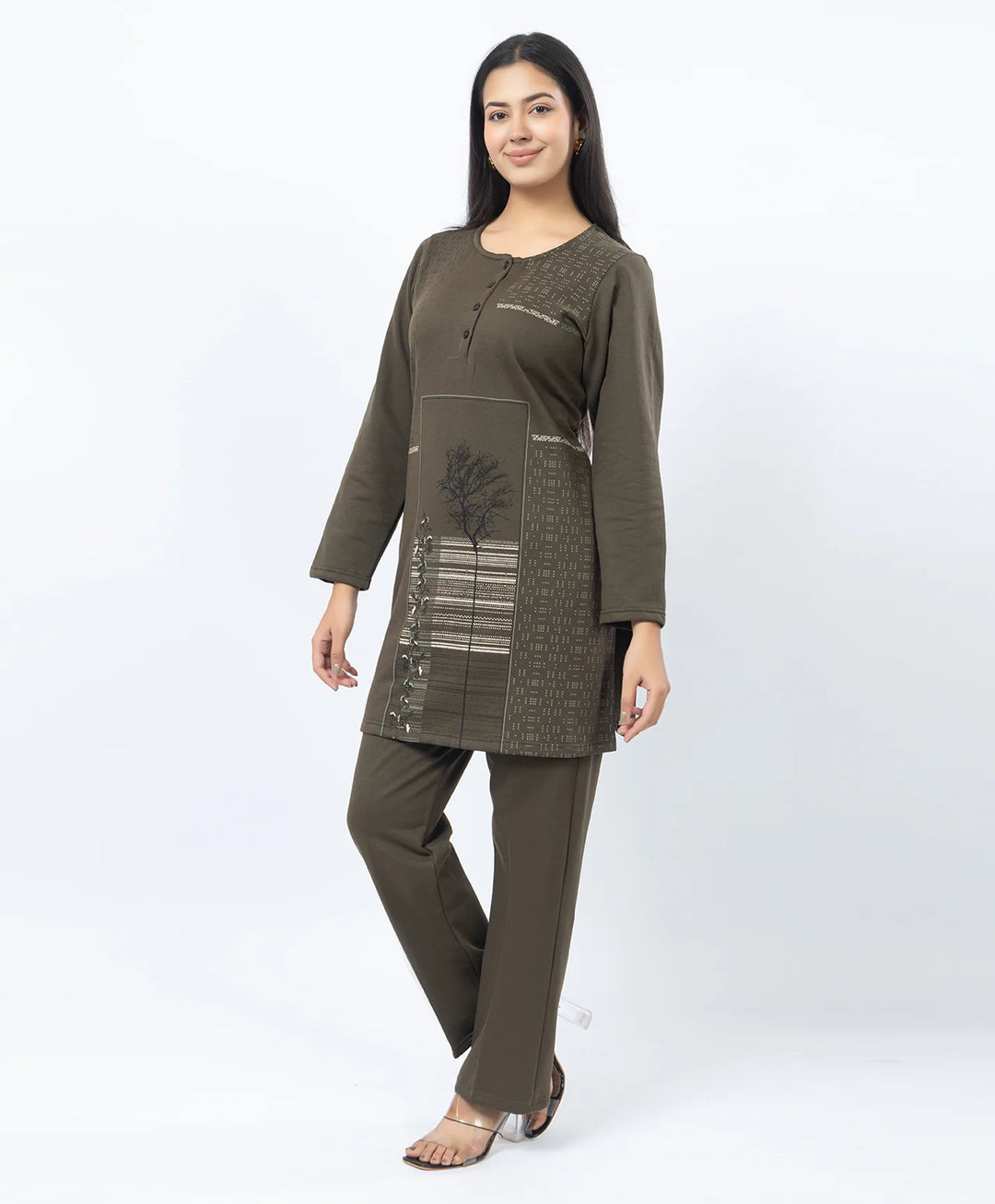Full Sleeve Open Placket Kurta with Straight Fit Pants
