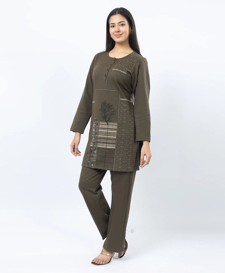 Full Sleeve Open Placket Kurta with Straight Fit Pants