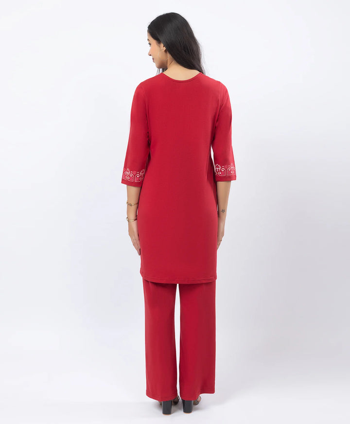 Embroidered-Style Printed Kurta Set