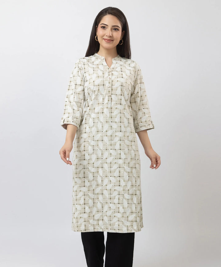 Elegant Printed Straight Fit Long Kurti
