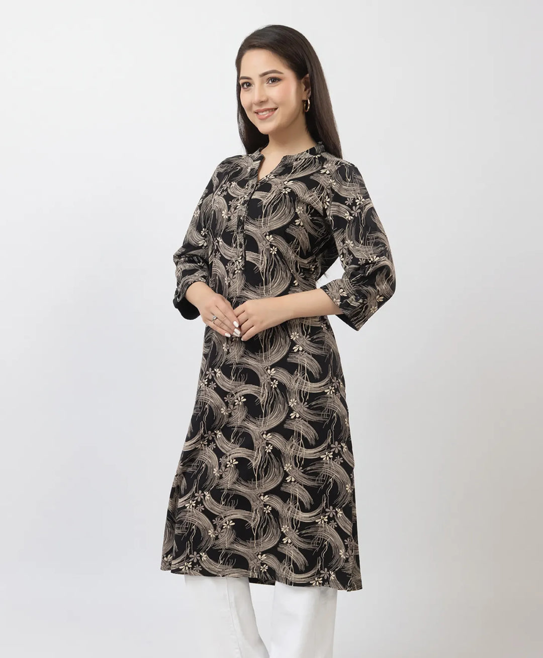Elegant Printed Straight Fit Long Kurti