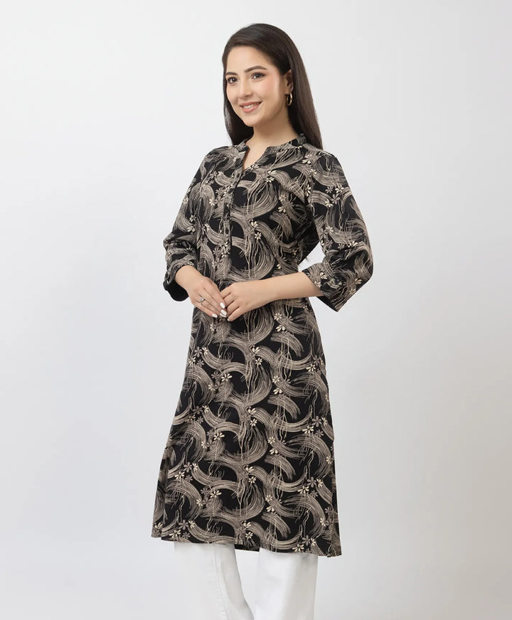 Elegant Printed Straight Fit Long Kurti