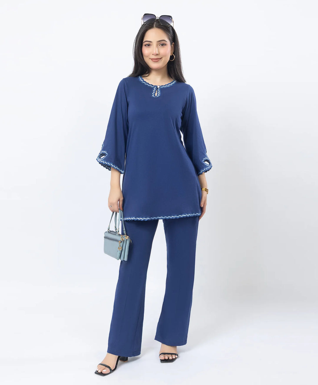 Ethnic Straight Kurta Set with Embroidered Neck and Sleeves