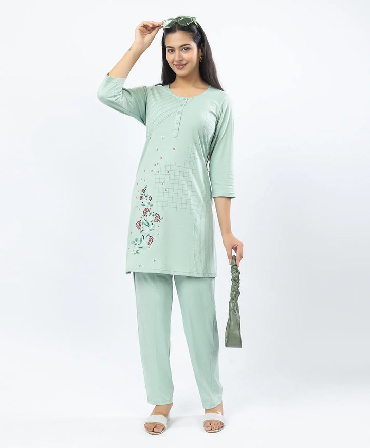 Premium Embroidered Straight Kurta Set with Pants
