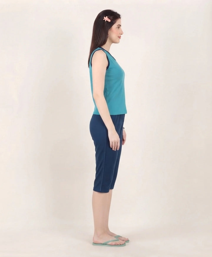 Relaxed Fit Sleeveless Capri Set